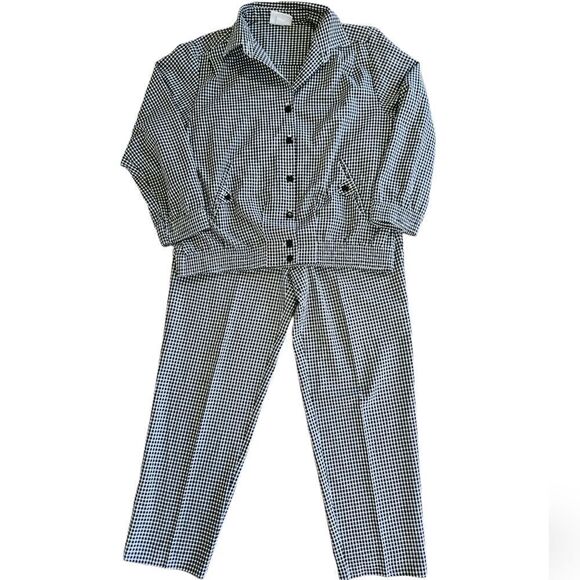 Vintage Alfred Dunner '80s Gingham Black & White Two Piece Matching Suit Set 6P - Picture 6 of 16
